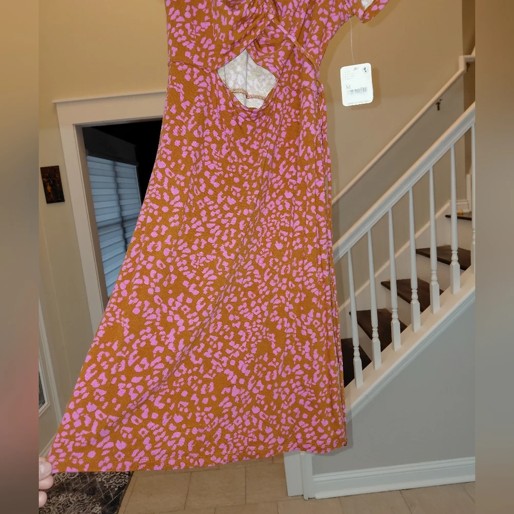 Free People Marsaille Mini Dress - Leopard Print Ruched Cutout - Size M - NWT